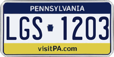PA license plate LGS1203