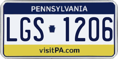 PA license plate LGS1206