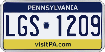 PA license plate LGS1209