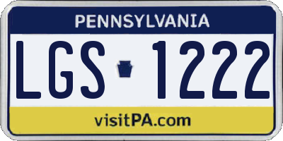 PA license plate LGS1222