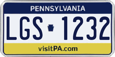 PA license plate LGS1232