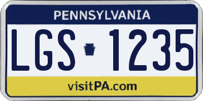 PA license plate LGS1235