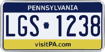 PA license plate LGS1238