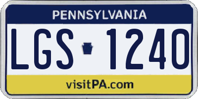 PA license plate LGS1240