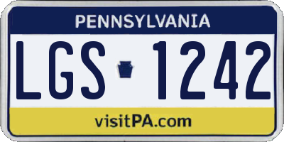 PA license plate LGS1242