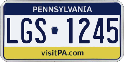PA license plate LGS1245