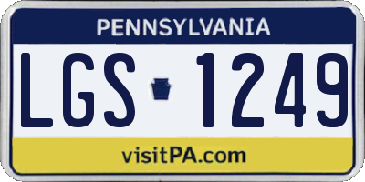 PA license plate LGS1249