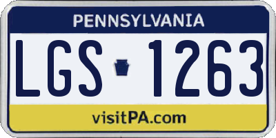 PA license plate LGS1263