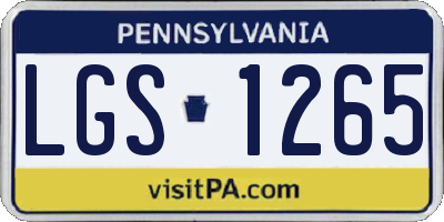 PA license plate LGS1265