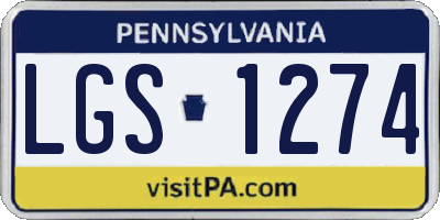 PA license plate LGS1274