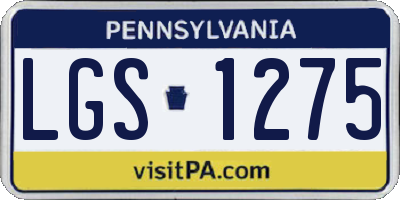 PA license plate LGS1275