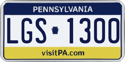 PA license plate LGS1300