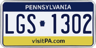PA license plate LGS1302