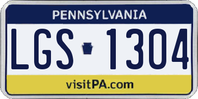 PA license plate LGS1304