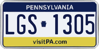 PA license plate LGS1305