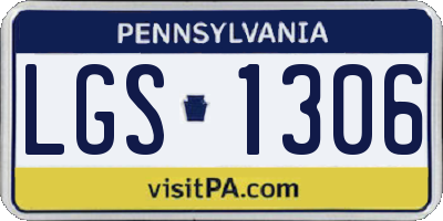 PA license plate LGS1306