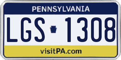 PA license plate LGS1308