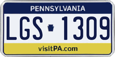 PA license plate LGS1309