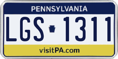 PA license plate LGS1311