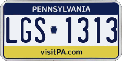 PA license plate LGS1313