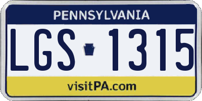 PA license plate LGS1315