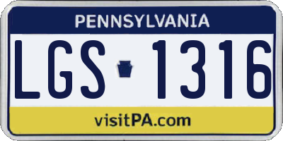 PA license plate LGS1316