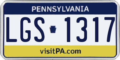 PA license plate LGS1317