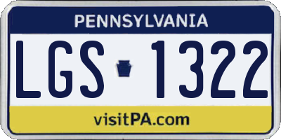 PA license plate LGS1322