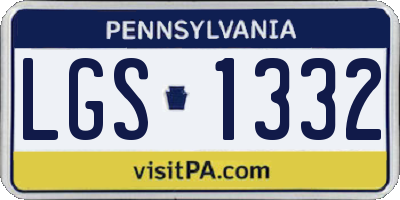 PA license plate LGS1332