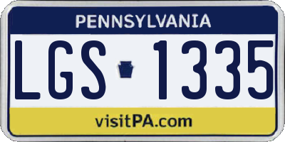 PA license plate LGS1335