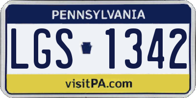 PA license plate LGS1342