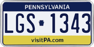 PA license plate LGS1343