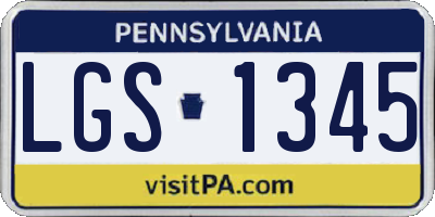 PA license plate LGS1345