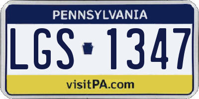 PA license plate LGS1347