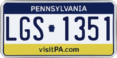 PA license plate LGS1351