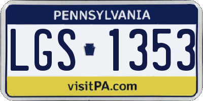 PA license plate LGS1353