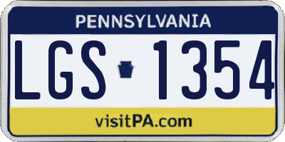 PA license plate LGS1354