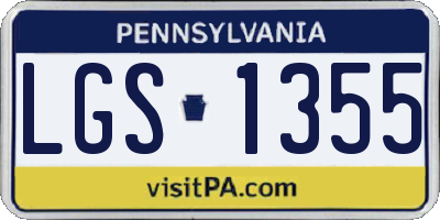 PA license plate LGS1355