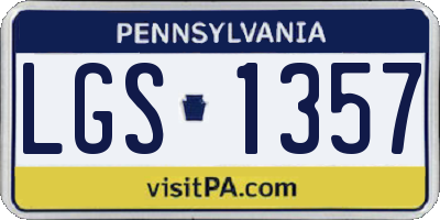 PA license plate LGS1357