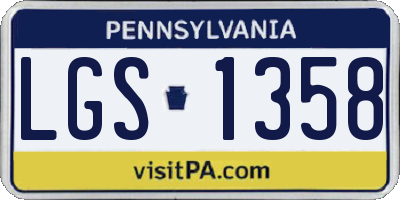 PA license plate LGS1358