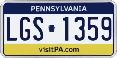 PA license plate LGS1359