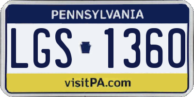 PA license plate LGS1360