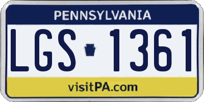 PA license plate LGS1361