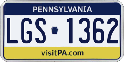 PA license plate LGS1362