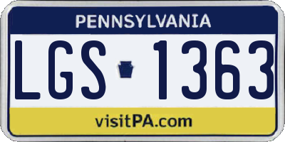 PA license plate LGS1363