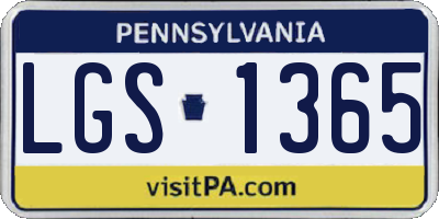 PA license plate LGS1365