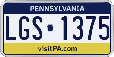 PA license plate LGS1375