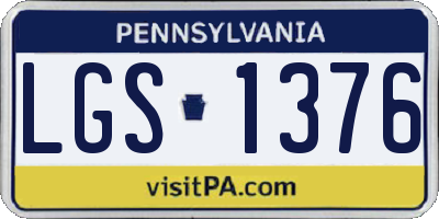 PA license plate LGS1376