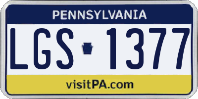 PA license plate LGS1377