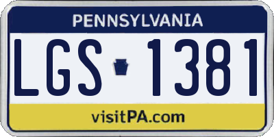 PA license plate LGS1381